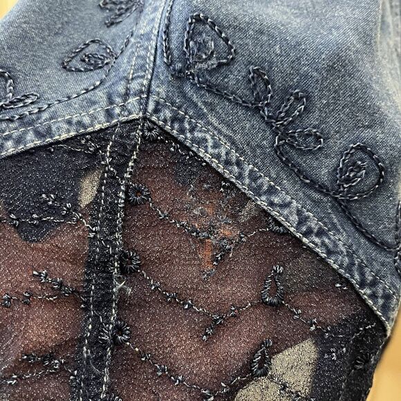 Studio West Blue Handkerchief Boho Lace Hem Midi Skirt Western Womens Size XL - Picture 10 of 11